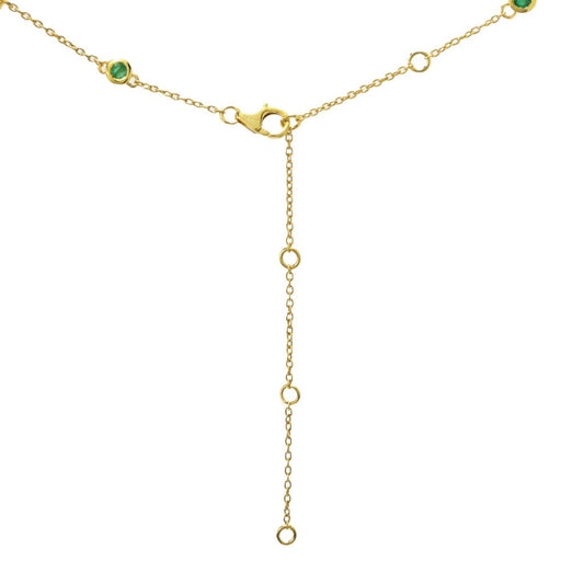 18K Gold Plated 2.32ctw Brazilian Sakota Emerald & Zircon Station Necklace