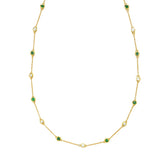 18K Gold Plated 2.32ctw Brazilian Sakota Emerald & Zircon Station Necklace
