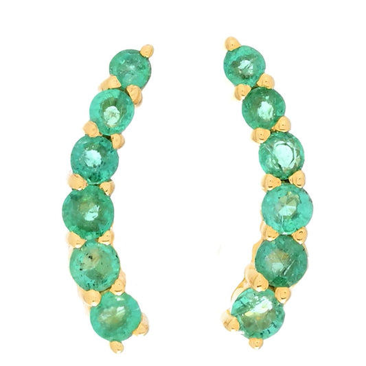 18K Gold Plated 0.72ctw Brazilian Sakota Emerald Ear Climbers