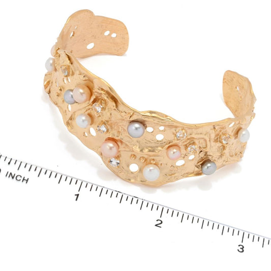 Toscana Italiana 18K Gold Plated "Galassia" Topaz & Cultured Pearl Bracelet