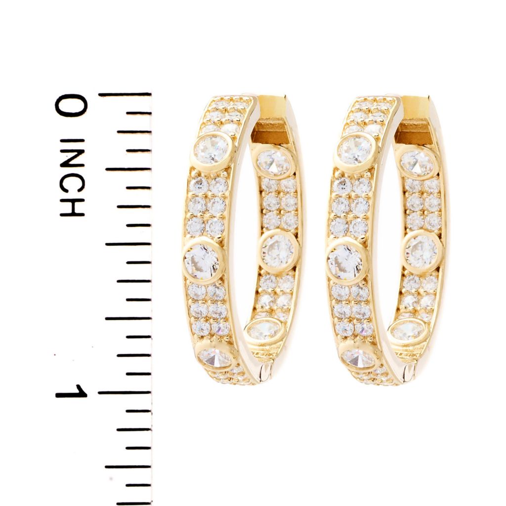 Brilliante 2.28 DEW Simulated Diamond Station & Pave Set Hoop Earrings