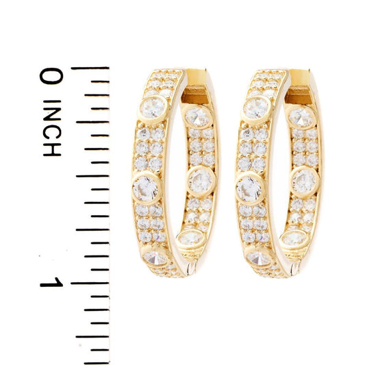 Brilliante 2.28 DEW Simulated Diamond Station & Pave Set Hoop Earrings