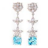 Brilliante Platinum Plated 4.88 DEW Simulated Aquamarine & Diamond Earrings