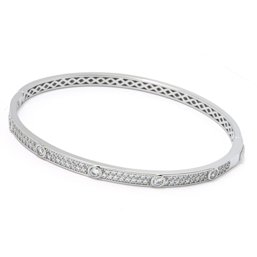 Brilliante Choice of Plating Simulated Diamond Station Bangle Bracelet