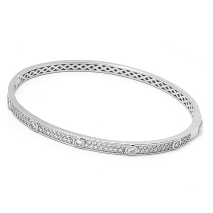 Brilliante Choice of Plating Simulated Diamond Station Bangle Bracelet