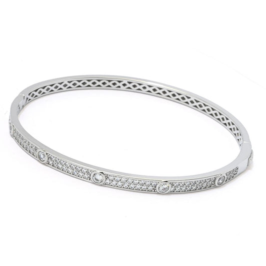 Brilliante Choice of Plating Simulated Diamond Station Bangle Bracelet