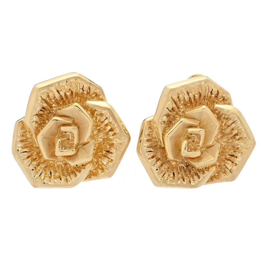 Graziella 23K Gold Plated Electroform Rose Stud Earrings