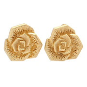 Graziella 23K Gold Plated Electroform Rose Stud Earrings