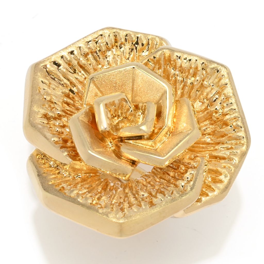 Graziella 23K Gold Plated Electroform Rose Ring - One Size (5-10)