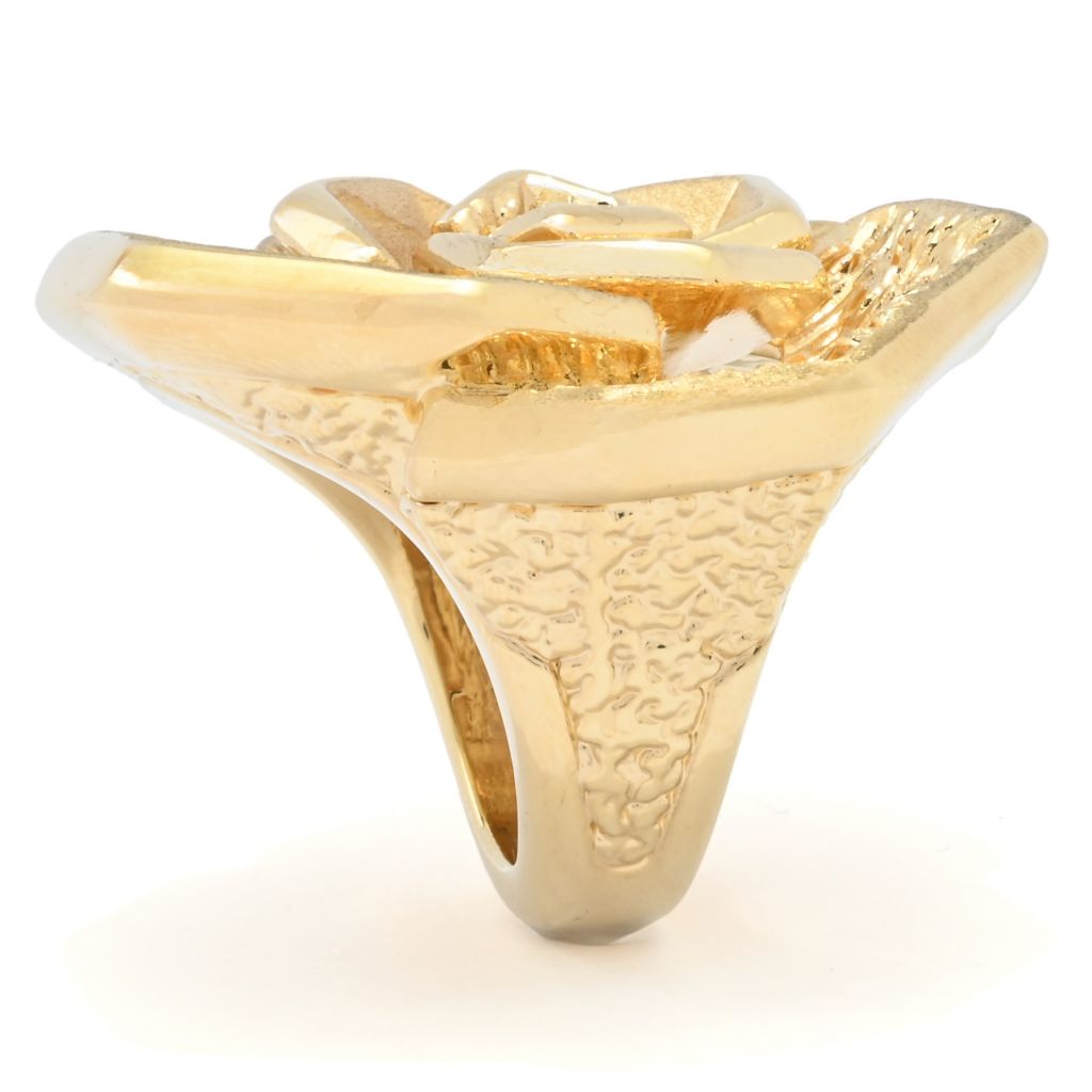 Graziella 23K Gold Plated Electroform Rose Ring - One Size (5-10)