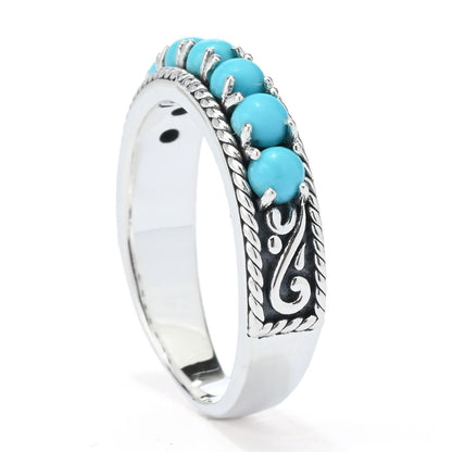 Artisan Silver by Samuel B. Sleeping Beauty Turquoise 7-Stone Band Ring