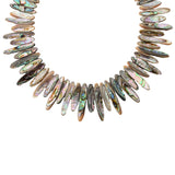 Far East Jewelry Hand Strung Graduated Abalone Strip Toggle Clasp Necklace