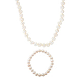 Far East Jewelry Sterling Silver 8-9mm Cultured Pearl Necklace & Bracelet Set