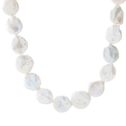 Far East Jewelry 19-22mm Freshwater Cultured Coin Pearl Strand Necklace