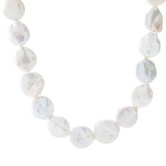 Far East Jewelry 19-22mm Freshwater Cultured Coin Pearl Strand Necklace