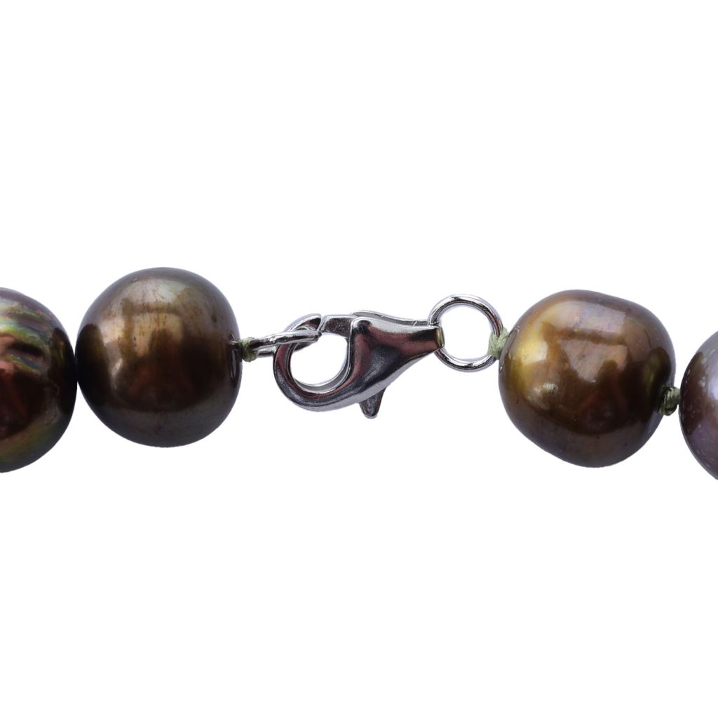 Far East Jewelry 25mm Black Mother-of-Pearl & Bronze Cultured Pearl Necklace