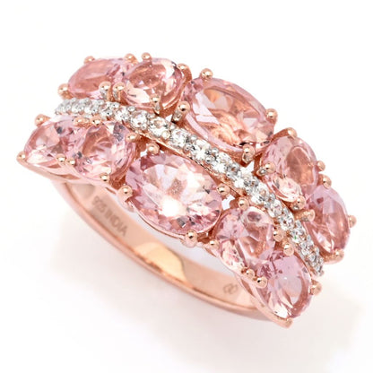 Gem Treasures 4.88ctw Pink Morganite & Zircon Double Row Ring
