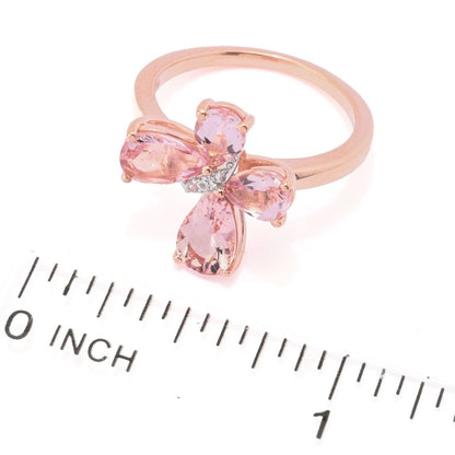 Gem Treasures 1.98ctw Pink Morganite & Zircon Butterfly Ring