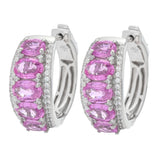 Gem Treasures 4.52ctw Pink Sapphire & Zircon Graduated Hoop Earrings