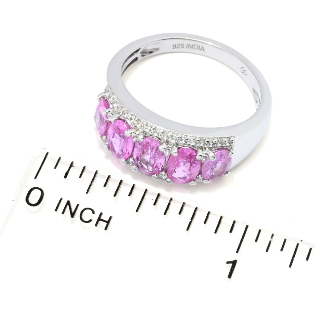 Gem Treasures 2.26ctw Pink Sapphire & White Zircon Graduated Band Ring