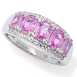 Gem Treasures 2.26ctw Pink Sapphire & White Zircon Graduated Band Ring