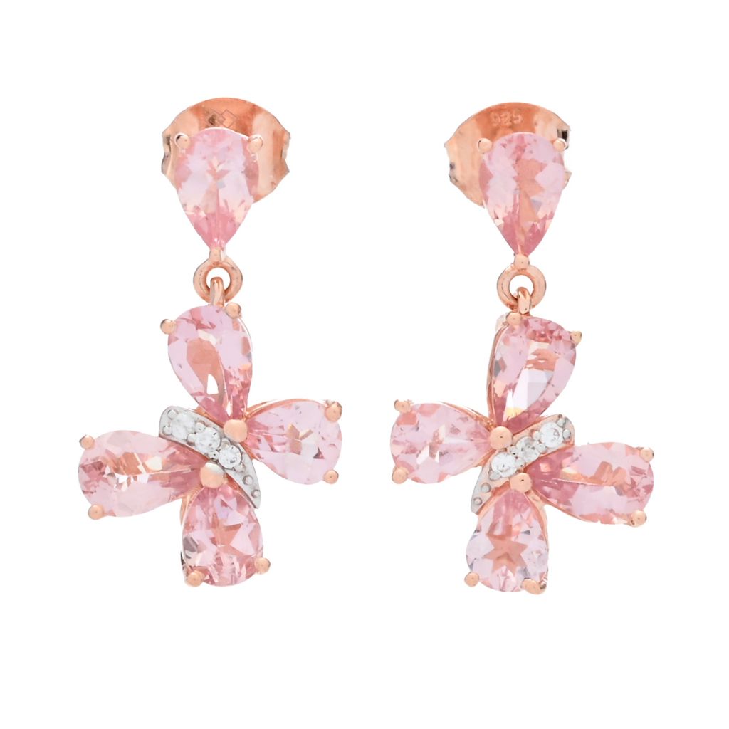 Gem Treasures 3.44ctw Pink Morganite & Zircon Butterfly Earrings
