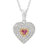 Diamond Treasures 0.51ctw Diamond & Burmese Ruby "Two Hearts" Pendant w/ Chain