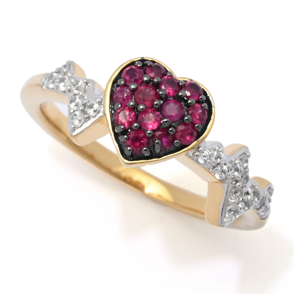 Gem Treasures Emerald & White Zircon Heartbeat Ring