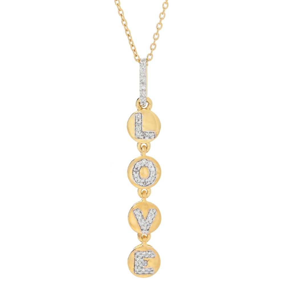 Diamond Treasures 0.23ctw Diamond "Love Letters" Disk Drop Pendant w/ Chain