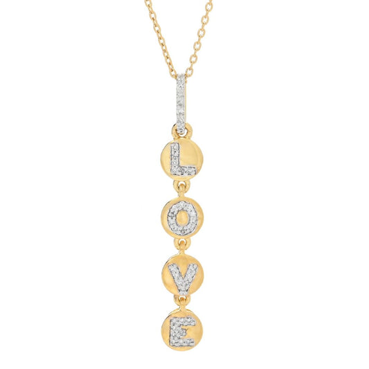 Diamond Treasures 0.23ctw Diamond "Love Letters" Disk Drop Pendant w/ Chain