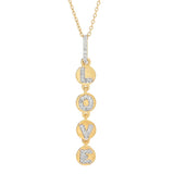 Diamond Treasures 0.23ctw Diamond "Love Letters" Disk Drop Pendant w/ Chain