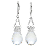 18x13mm Faceted Briolette White Quartz Chain Drop Earrings