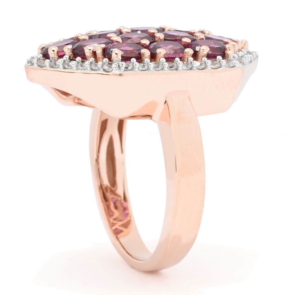 Choice of Gemstone Cluster & White Zircon Hexagonal Shield Ring