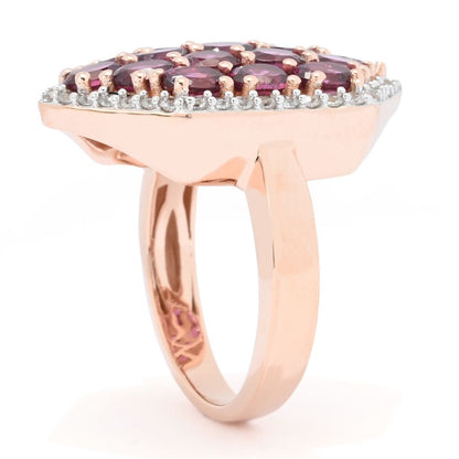 Choice of Gemstone Cluster & White Zircon Hexagonal Shield Ring