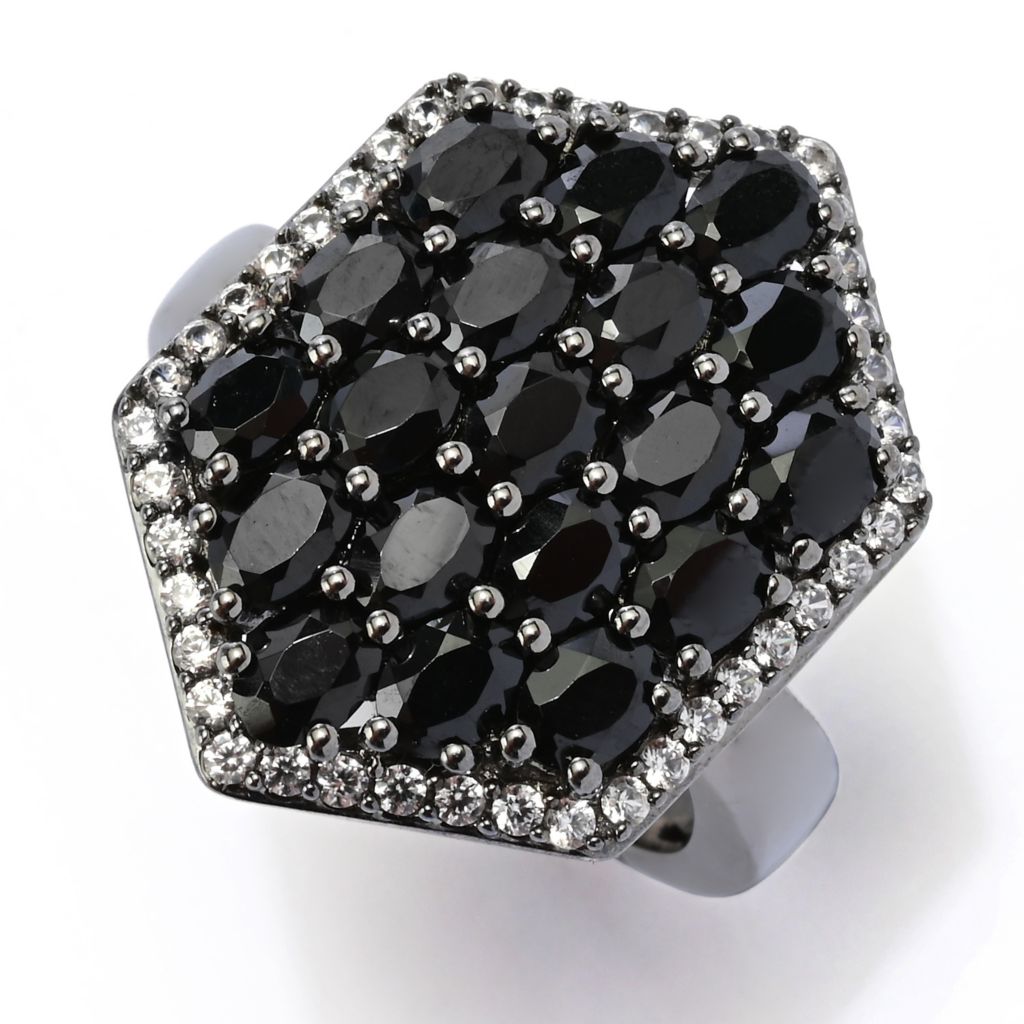 Choice of Gemstone Cluster & White Zircon Hexagonal Shield Ring