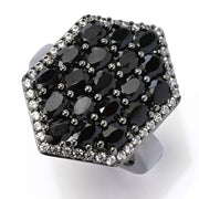 Choice of Gemstone Cluster & White Zircon Hexagonal Shield Ring