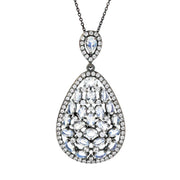 Sterling Silver 5.51ctw Rainbow Moonstone & Zircon Pendant
