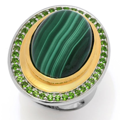 18K Gold Accented Choice of 18x13mm Opaque & Faceted Gemstone Ring