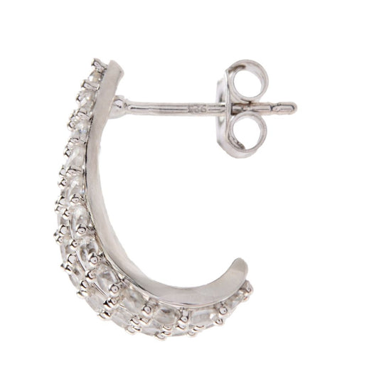 Sterling Silver 6.12ctw White Zircon Multi Row Ear Cuff Earrings