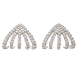 Sterling Silver 6.12ctw White Zircon Multi Row Ear Cuff Earrings