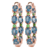 18K Rose Vermeil 4.28ctw Kyanite & Tsavorite Hoop Earrings