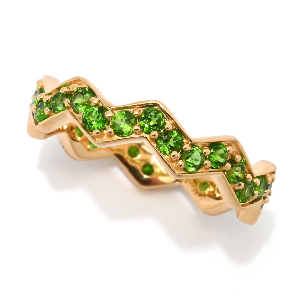 18K Gold Plated Polished Choice of Gemstone Chevron Stack Band Ring