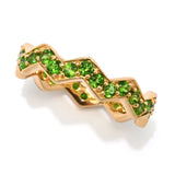 18K Gold Plated Polished Choice of Gemstone Chevron Stack Band Ring