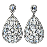 Sterling Silver 11.02ctw Rainbow Moonstone & Zircon Earrings