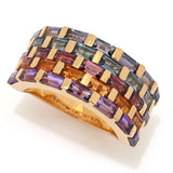 18K Gold Plated 2.77ctw Baguette Multi Gemstone 5-Row Band Ring