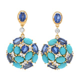 18K Vermeil Sleeping Beauty Turquoise, Kyanite & Zircon Cluster Earrings