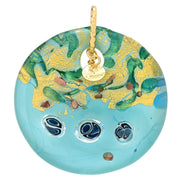 18K Gold Plated "Aquarius" 51mm Murano Glass Disc Pendant