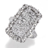 Sterling Silver 18x9mm Drusy & White Zircon Elongated Ring