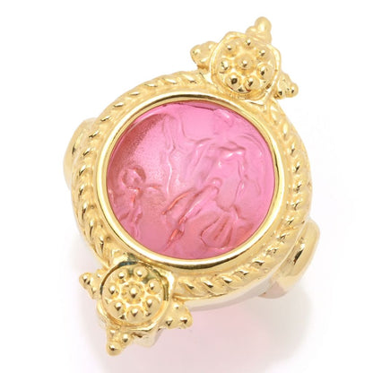 Tagliamonte 18K Gold Plated Hercules & Cupid Venetian Glass Cameo Ring