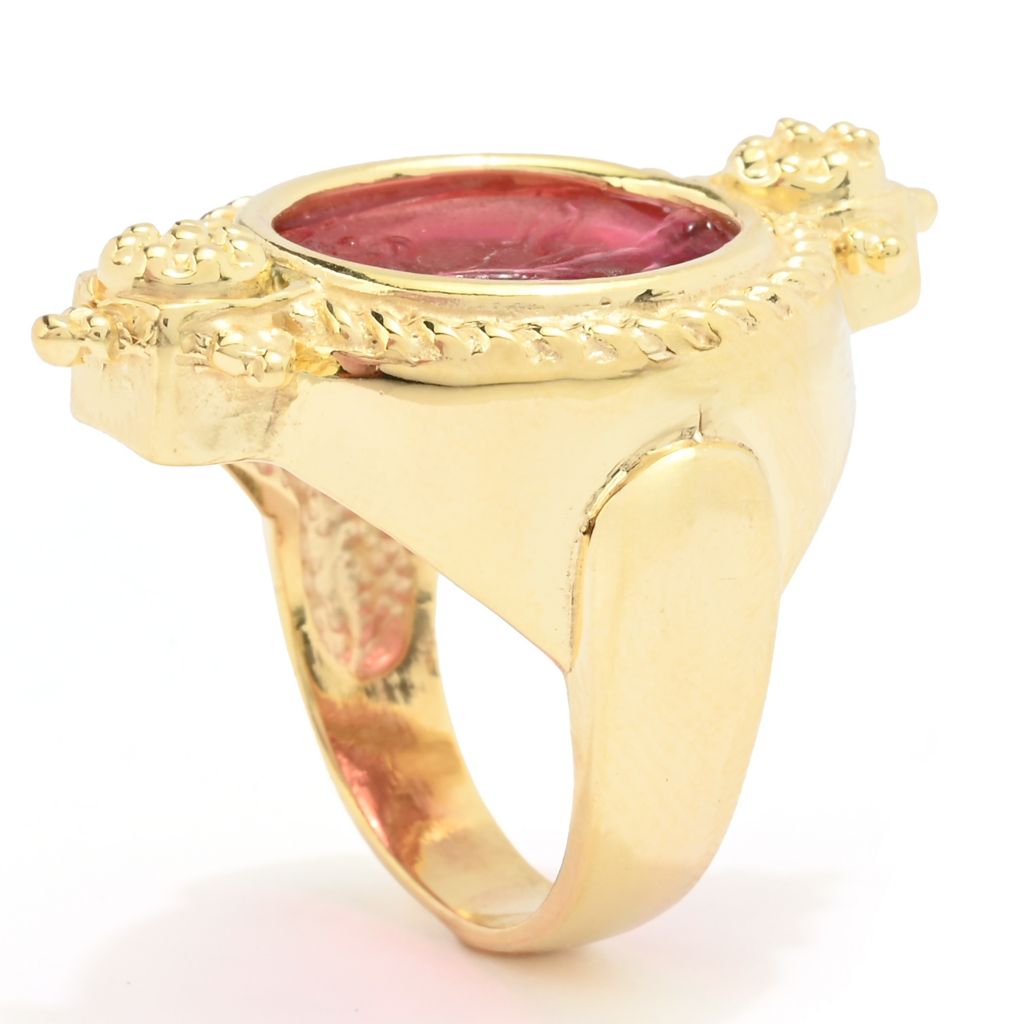 Tagliamonte 18K Gold Plated Hercules & Cupid Venetian Glass Cameo Ring